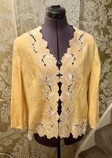 Alex&co - Yellow Gold Embroidered Dressy Jacket Size 16