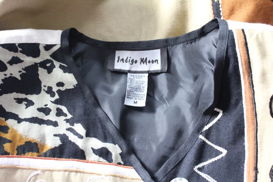 Chaqueta Arte Tribal Bordada Cuello en V Indigo Moon Multicolor Talla M Foto 4 de 4