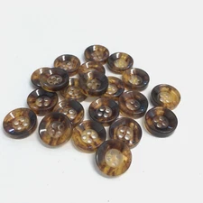24 Buttons Mottled Brown Translucent Swirl Plastic Sewing 4-Hole 15 mm #BR14