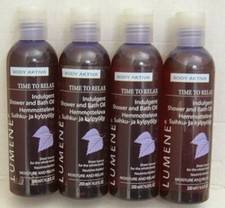4 bottles LUMENE BODY AKTIVA INDULGENT SHOWER AND BATH OIL  6.8 OZ EACH