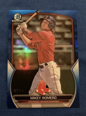 MIKEY ROMERO 2023 BOWMAN CHROME BLUE REFRACTOR PARALLEL 090/150 RedSox  #BDC-58