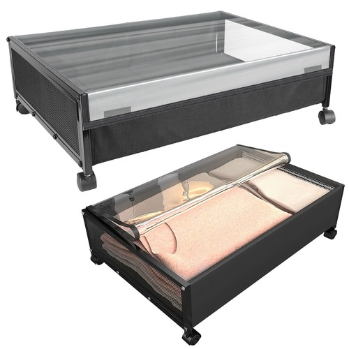 2X Under Bed Storage Containers W/ 360° Rotatable Wheels Visible Dustproof Cover - Picture 15 of 15