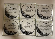 Glass Golf Coasters Set of 6 Golf Terms and Definitions. FF
