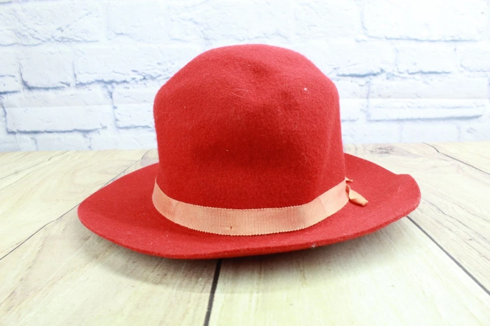 Genuine Effanem Crusher Scarlet Red Ribbon Wool Hat Size 6 3/4 - Image 2 of 4