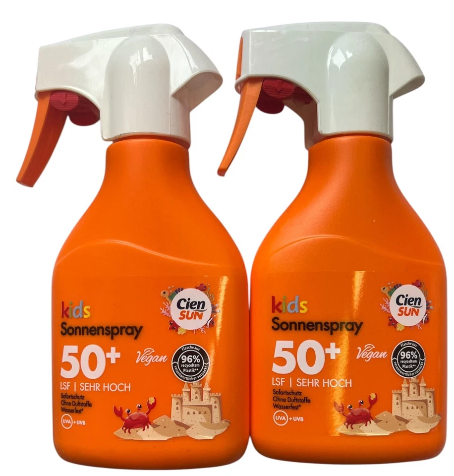2 x Cien SUN kids Sonnenspray 50+ LSF, Sofortschutz, Ohne Duftstoffe, Wasserfest