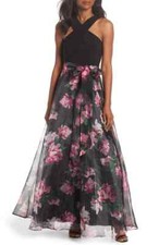 Eliza J Twist Neck Organza Ballgown ( Size 8 )