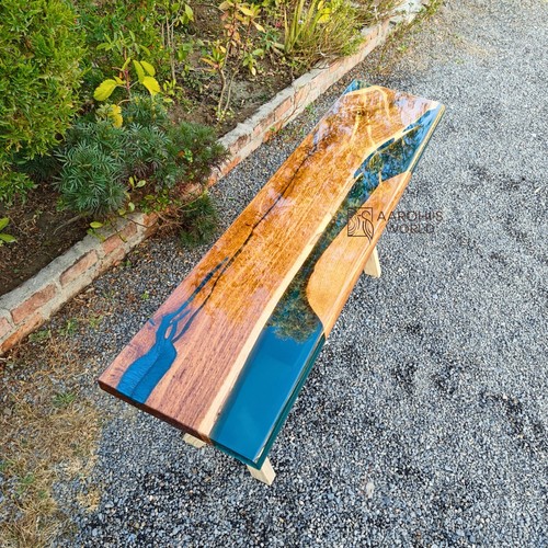 Entry way table top of epoxy resin and Oak wood, ready to ship - Picture 3 of 9
