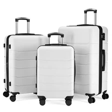 3-Piece Luggage Suitcase with Double Spinner Wheels & TSA Lock White (20/24/28)
