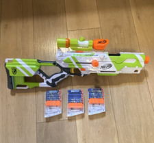 NERF Modulus CS-6 RARE White/Green w/ Scope 3 Magazines Foam Darts
