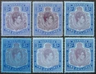 Bermuda GVI 2/- shades x 6 for study, fine l/m/mint. Cat. £519.