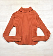 Y2K Energie Turtleneck Sweater Ribbed Orange VTG 2000s