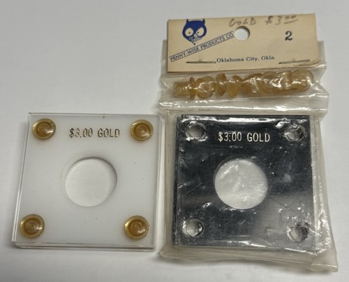 2x $3 U.S. Gold Capital Plastic Coin Holders, White + Black