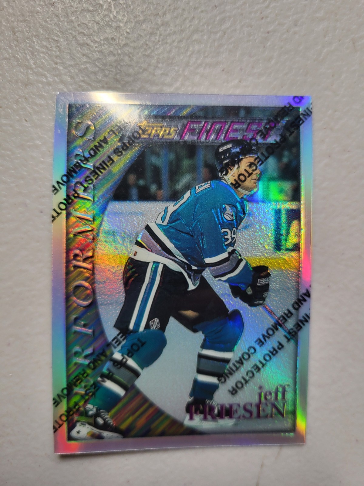1995-96 Topps Hockey Finest Jeff Friesen Refractor #27 Silver San Jose Sharks NM