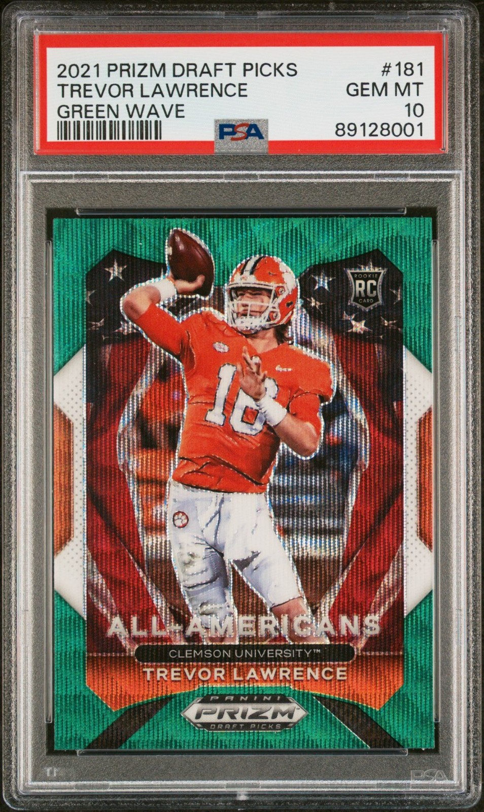 Trevor Lawrence Panini Prizm Draft Picks #181 Green Wave