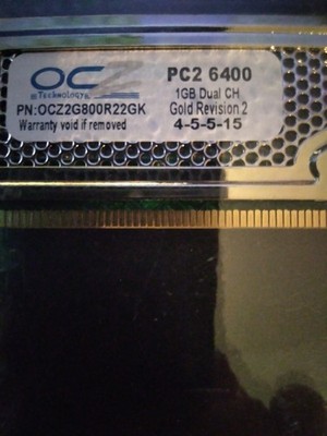 OCZ Reaper Series 2x 1GB PC2-6400 Desktop DIMM DDR2 800 MHz OCZ2G800R22GK