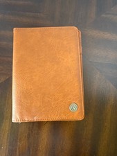 Brown Faux Leather Folio Case with Elastic Strap for Tablets and E-Readers
