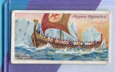 1915 JOHN PLAYER POLAR EXPLORATION TOBACCO CARD #19 DISCOVERY OF GREENLAND