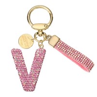Initialen-SchlüSselanhäNger Mit Buchstabe V Funkelnder Strass Rosa