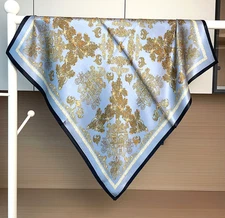 100% Mulberry Silk Bandana Square Wrap 65X65cm leaf Print Scarf Neckerchief new 