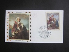 FDC MONACO ENVELOPPE SOIE 1er JOUR 1972 - TABLEAU DU PRINCE JACQUES 1er