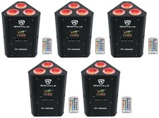 5 Rockville RF WEDGE BLACK RGBWA UV Battery Wireless DMX DJ Up Lights RF Remotes