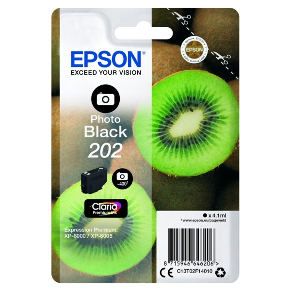 Original Epson 202 T02F1 C13T02F14010 C13T02F14020 Tinte Photo Schwarz-image