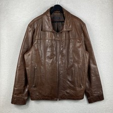 Vintage Banana Republic Genuine Leather Jacket Men XL Brown Bomber Zip 2003