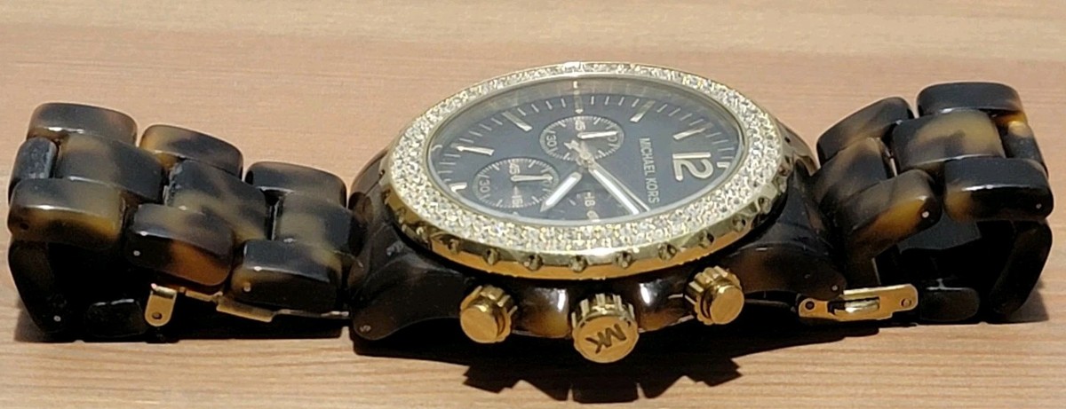 Michael Kors Tortoise w/ Rose Gold Plate & Diamond Bezel  display picture 1