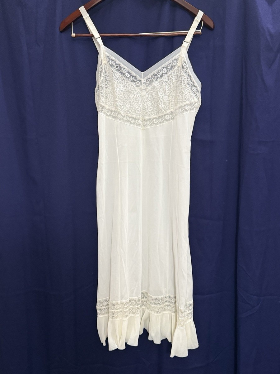 chinese dress ladies Short Silk Slip Dress in Ivory with Ivory Caudry Lace XL
