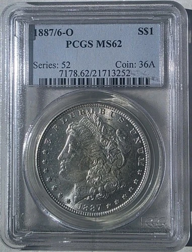 1887/6 Morgan Silver Dollar; PCGS MS62 NO RESERVE!!