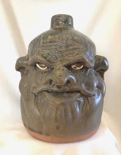 'GRUMPPY FACE'' SOUTHEASTERN FOLK ART SIGNED FACE JUG 1995