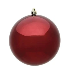 Vickerman N592065DSV 8 in. Burgundy Shiny UV Drilled Cap Christmas Ornament Ball