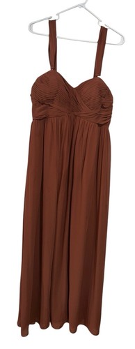 Revelry Womens Kennedy Chiffon Convertible Strap Gown Sz 14  Rust Brown Long