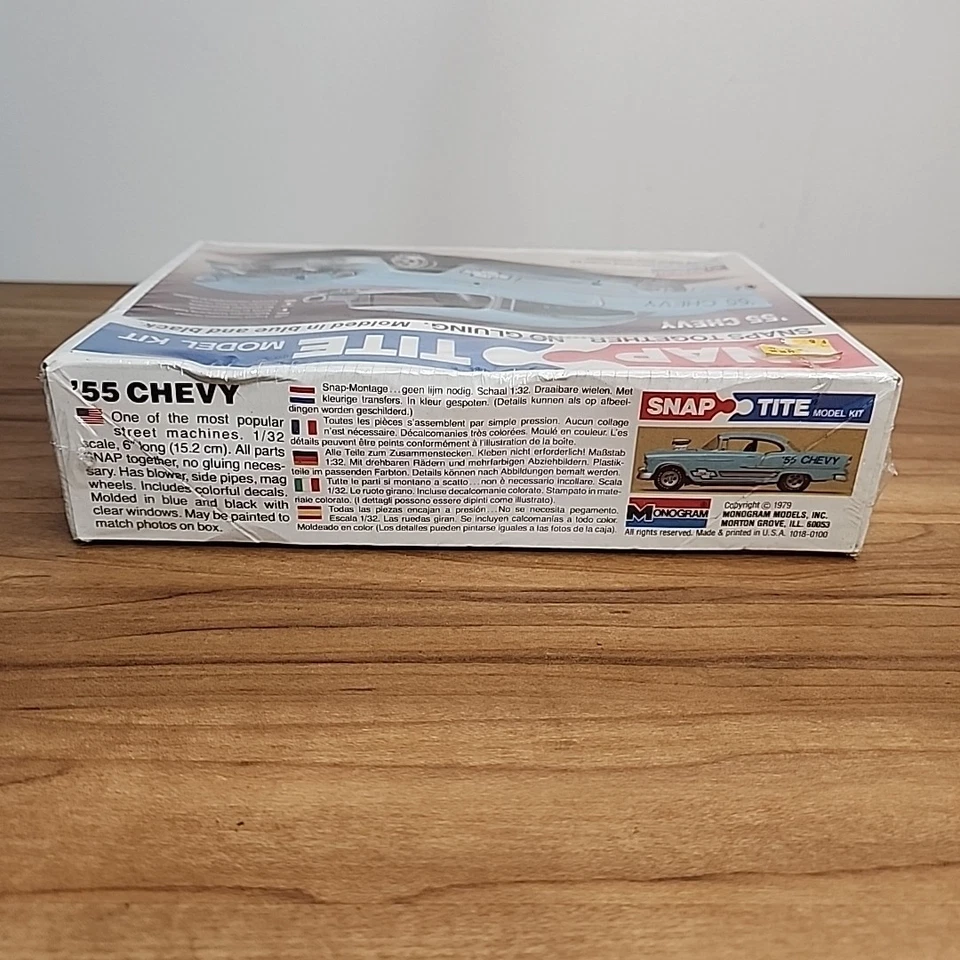Snap Tite '55 Blue Chev 1:32 Scale, Vintage 1979 Collectible New In Box Sealed - Image 4 of 4