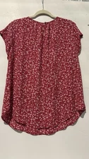 Fun2Fun Women’s XXL Burgundy & White Floral Split Neck Blouse