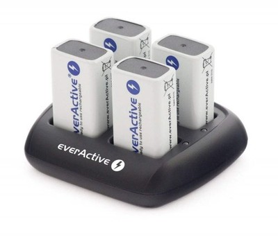 EVERACTIVE Professionell Ladegerät NC-109 Smart Schwarz AC100-240V 9V Block Neu