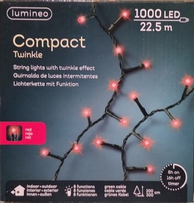 Lumineo Compact twinkle 1000led 22.5m rot