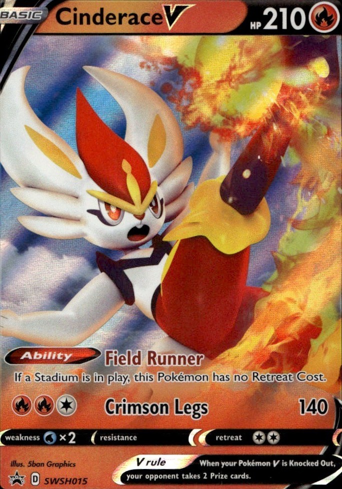 Cinderace V SWSH015 Holo Promo Sword & Shield Promo Pokemon Near Mint