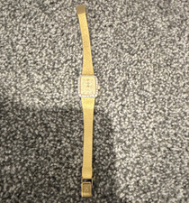 Dugena Women’s Quartz Analogue Square,gold plated w/real diamonds