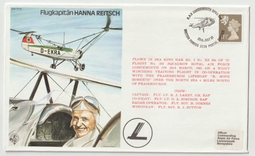 25/7/1981 UK GB Flown Cover - RAF TP15 - Flugkapitan Hanna Reitsch