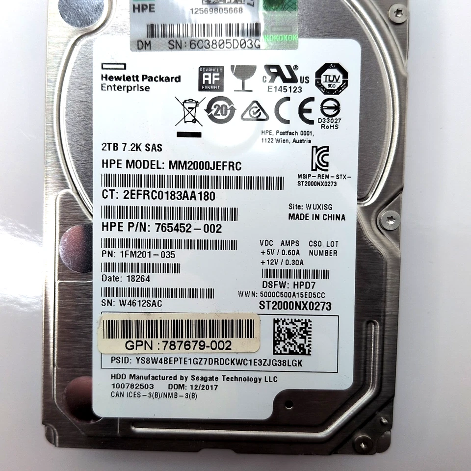 HPE HP 2TB 7.2K SAS 12Gbps 2.5” HDD 765452-002 MM2000JEFRC - Image 4 of 4