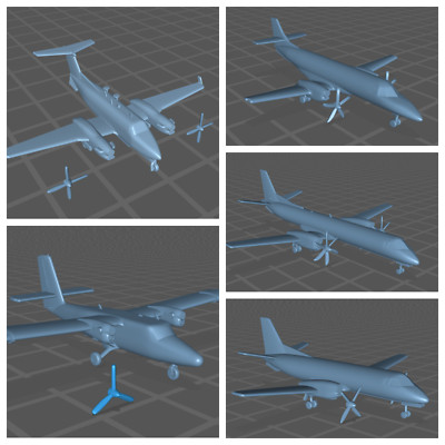 1:500 1:400 1:200 3D gedrucktes Modellflugzeug und Fahrzeuge