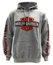 Harley-Davidson Men's Bar  Shield Logo Pullover Hooded Sweatshirt, Gray