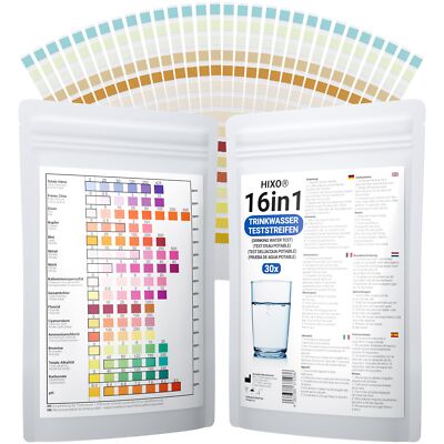 SGERUFZ 50 Stück Wasserteststreifen 16-in-1 - Trinkwasser Test Für PH, Härte, Chlor & Schwermetalle