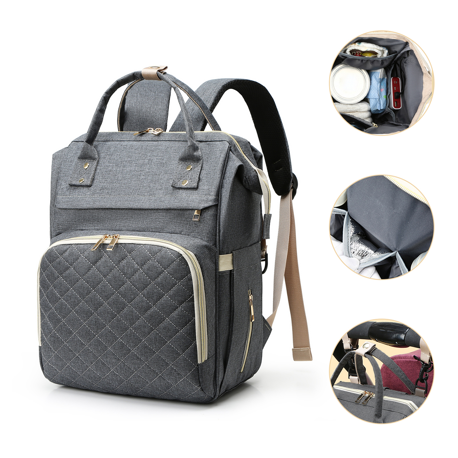 Portable Diaper Bag  Large Capacity -resistant Travel  F1U6-image
