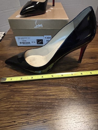 VTG Christian Louboutin Pigelle Black Patent Stiletto Pumps US Sz 7N EU 37.5 Sz - Picture 20 of 23