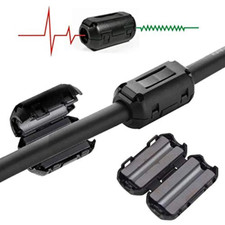 8pcs Noise Reduction Cable Clip Ferrite Ring Core Line Clip Black for Audio Cord