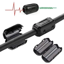 8pcs Noise Reduction Cable Clip Ferrite Ring Core Line Clip Black for Audio Cord