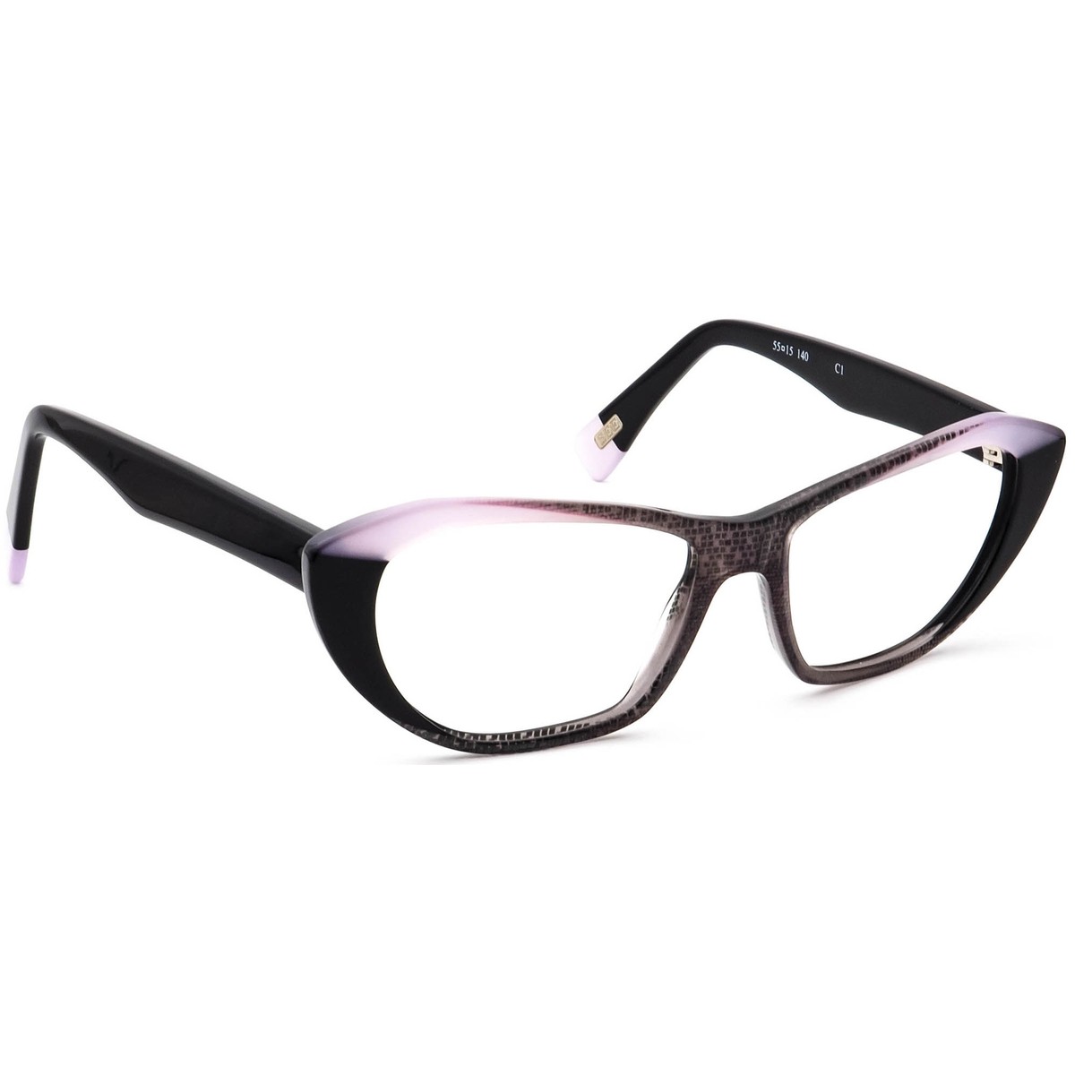 See Eyewear Eyeglasses 5838 C1 Glitter/Lavender/Black Cat Eye Italy 55[]15  140