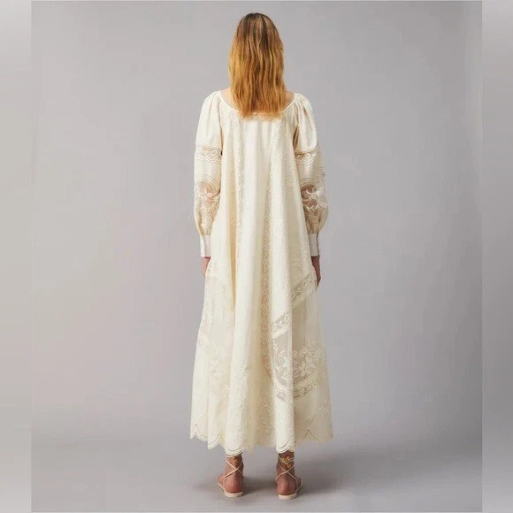 Abito in popeline ricamato indossato una volta TORY BURCH $1.898 XS
